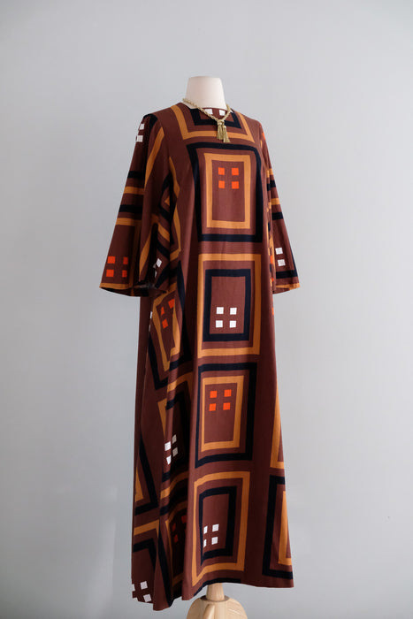 Vintage 1970's Marimekko Inspired Kaftan by Vanessa Made in Finland / ML