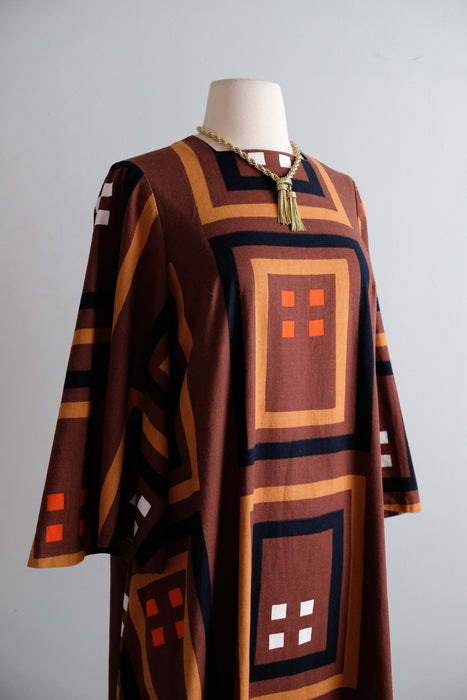 Vintage 1970's Marimekko Inspired Kaftan by Vanessa Made in Finland / ML