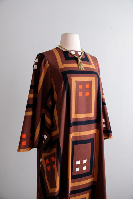Vintage 1970's Marimekko Inspired Kaftan by Vanessa Made in Finland / ML
