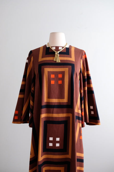 Vintage 1970's Marimekko Inspired Kaftan by Vanessa Made in Finland / ML
