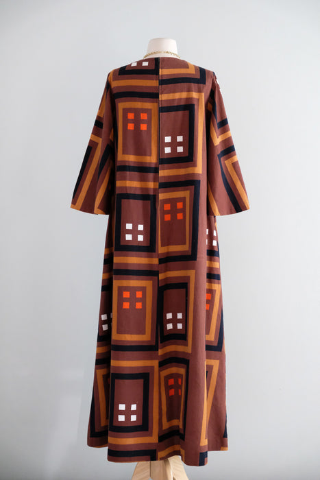 Vintage 1970's Marimekko Inspired Kaftan by Vanessa Made in Finland / ML