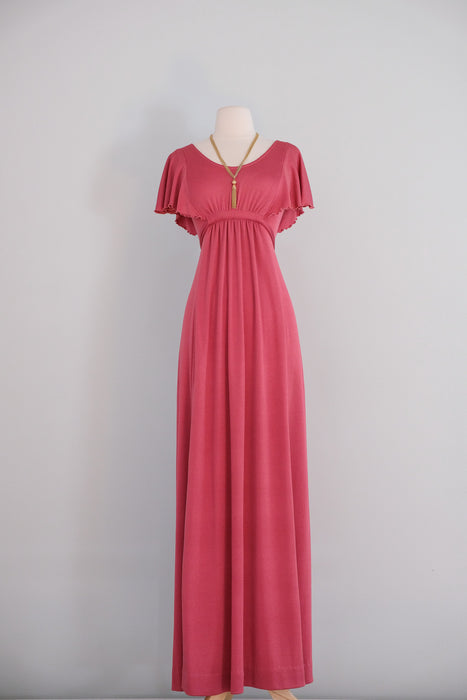 Romantic 1970's Dahlia Jersey Maxi Dress by Roberta / SM