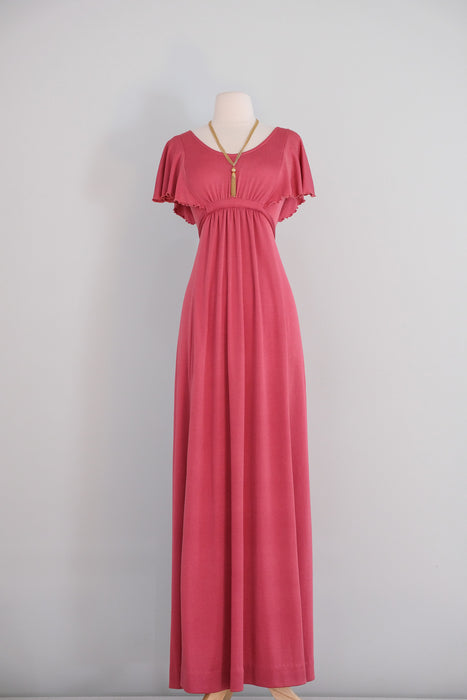 Romantic 1970's Dahlia Jersey Maxi Dress by Roberta / SM