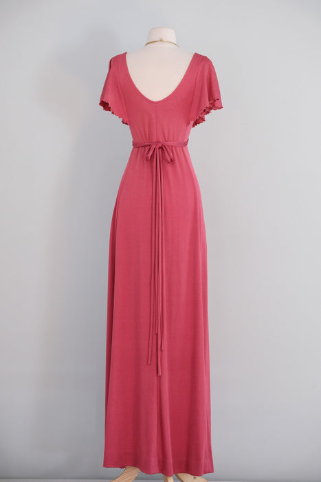 Romantic 1970's Dahlia Jersey Maxi Dress by Roberta / SM