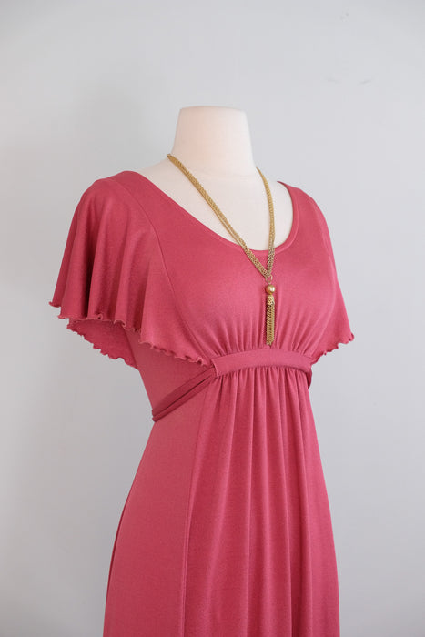 Romantic 1970's Dahlia Jersey Maxi Dress by Roberta / SM