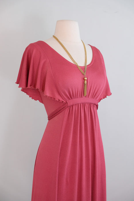 Romantic 1970's Dahlia Jersey Maxi Dress by Roberta / SM