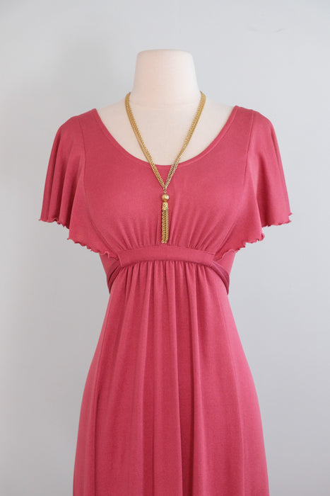 Romantic 1970's Dahlia Jersey Maxi Dress by Roberta / SM