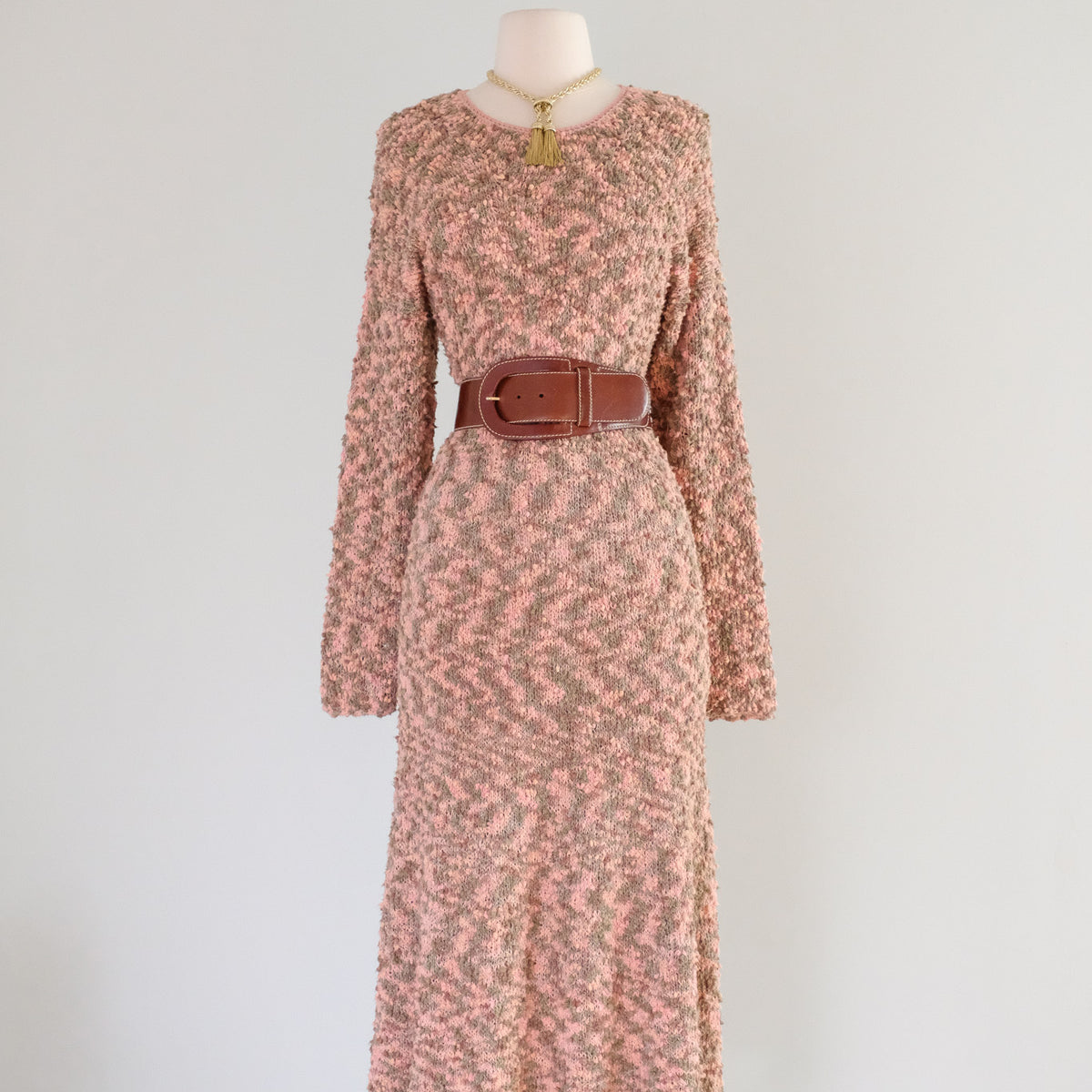 chinese dress ladies vintage Adolfo rust Santana knit sweater maxi dress 70s – hong kong vintage