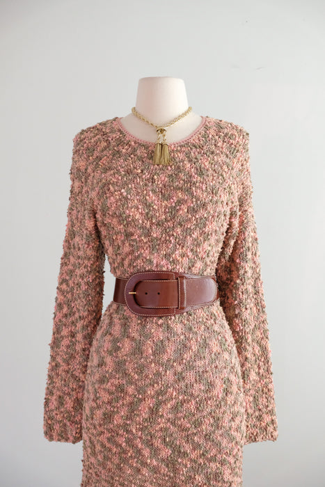 Vintage 1970's Speckled Autumn Boucle Knit Dress / M