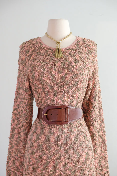 Vintage 1970's Speckled Autumn Boucle Knit Dress / M