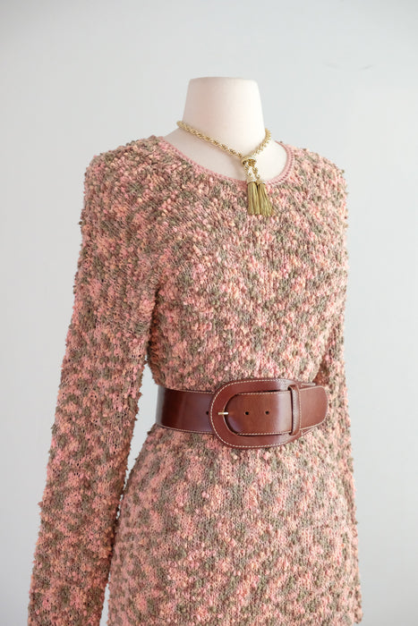 Vintage 1970's Speckled Autumn Boucle Knit Dress / M