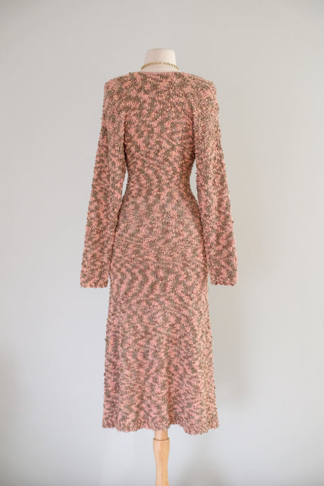 Vintage 1970's Speckled Autumn Boucle Knit Dress / M
