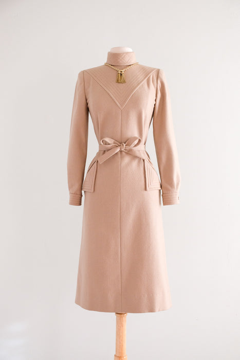 Elegant & Chic 1970's Camel Wool Shift Dress by Nina Ricci / XS/S – Xtabay Vintage Elegant & Chic 1970's Camel Wool Shift Dress by Nina Ricci / XS/S – Xtabay Vintage