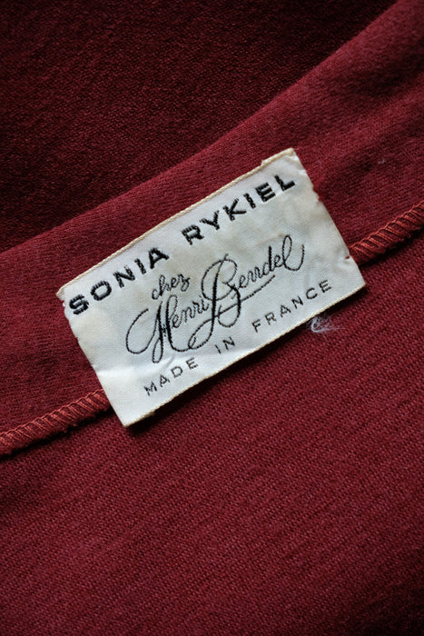 Designer Vintage 1970's Cabernet Red Wool Knit Set by Sonia Rykiel / S