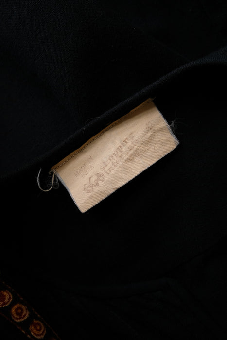 Vintage 1970's Cotton Block Print Maxi Dress Made in India / SM