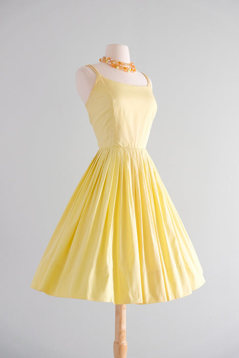 Adorable 1950's Lemony Yellow Cotton Sundress / Sz SM