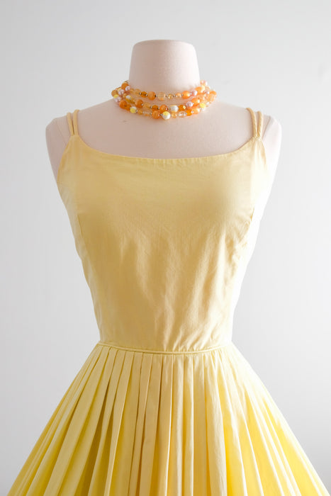 Adorable 1950's Lemony Yellow Cotton Sundress / Sz SM