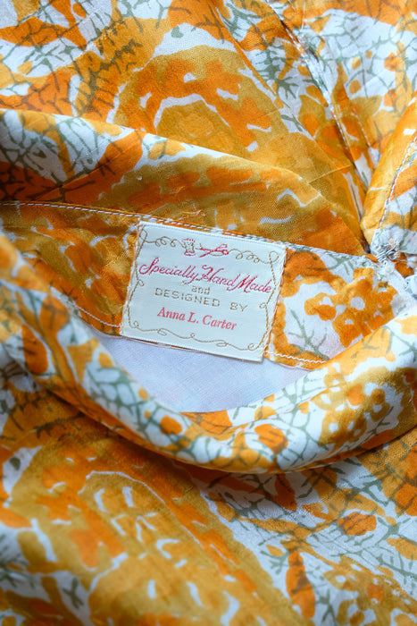 Vintage 1960's Orange Silk Paisley Shift Dress / ML