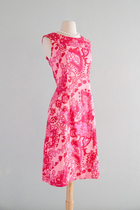 Stunning 1960's HOT PINK Hawaiian Dress / Sz SM