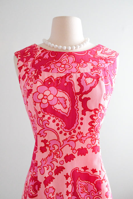 Stunning 1960's HOT PINK Hawaiian Dress / Sz SM