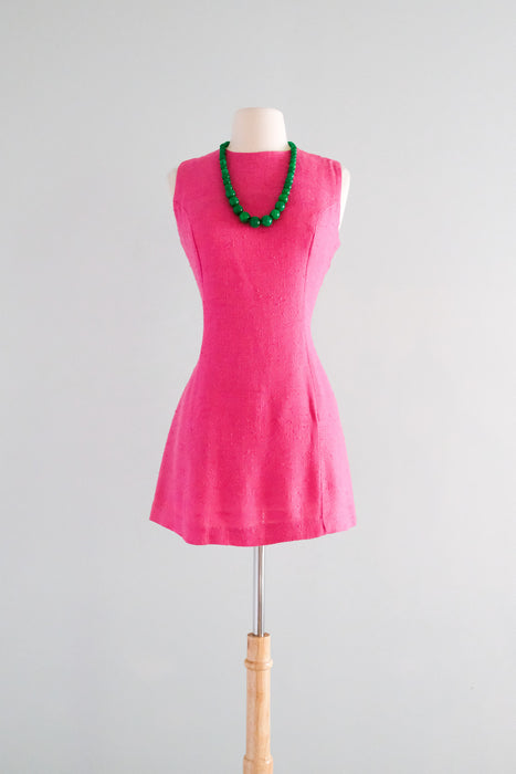 Amazing 1960's Mod Fuchsia Mini Dress / Sz SM