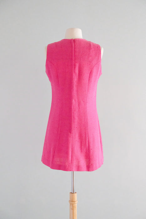 Amazing 1960's Mod Fuchsia Mini Dress / Sz SM