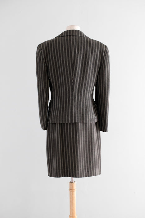Vintage Early  1990's Charcoal Pinstripe Dress Suit by Giorgio Armani / M