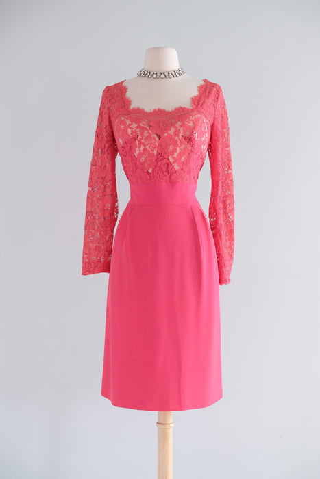 Vintage 1960's Salmon Pink Lace Cocktail Dress by Emma Domb / M Xtabay Vintage Vintage 1960's Salmon Pink Lace Cocktail Dress by Emma Domb / M Xtabay Vintage