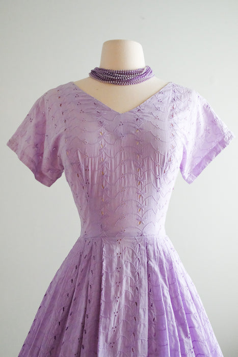 Darling 1950's Lavendar Eyelet Cotton Sundress / Sz SM