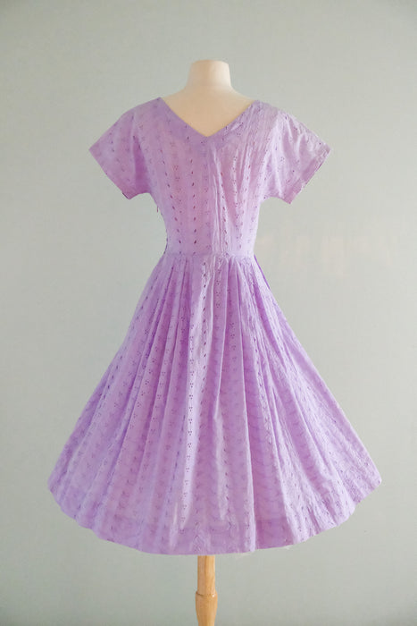 Darling 1950's Lavendar Eyelet Cotton Sundress / Sz SM