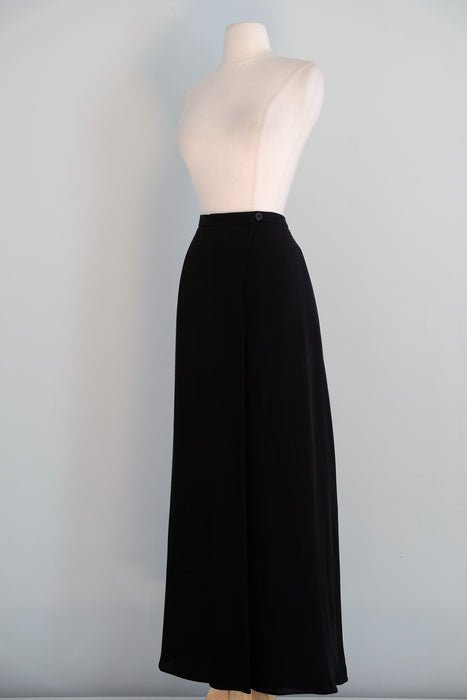 Vintage 1990's Black & Ivory Pleated Two Piece Ensemble by Giorgio Armani / M