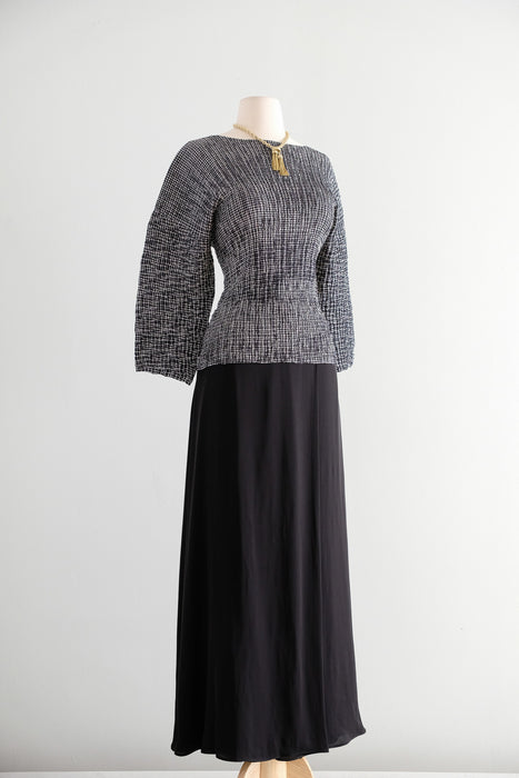 Vintage 1990's Black & Ivory Pleated Two Piece Ensemble by Giorgio Armani / M