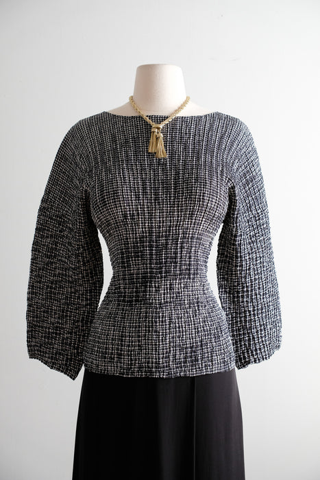 Vintage 1990's Black & Ivory Pleated Two Piece Ensemble by Giorgio Armani / M