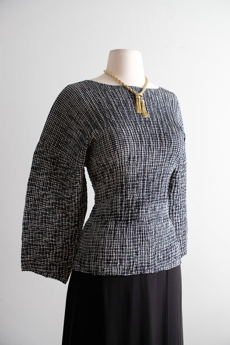 Vintage 1990's Black & Ivory Pleated Two Piece Ensemble by Giorgio Armani / M