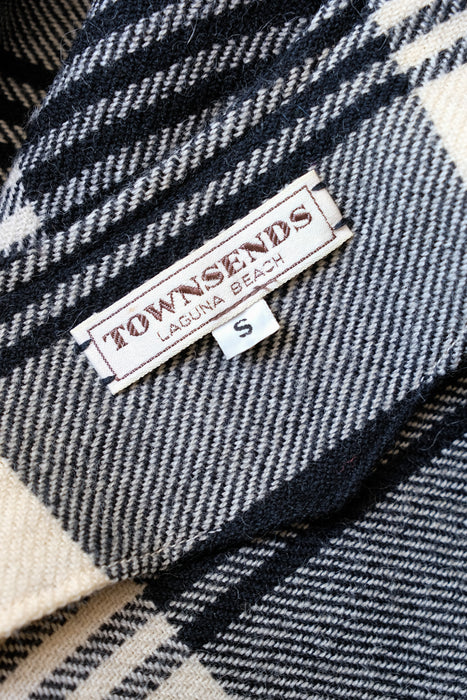 Vintage 1970’s Black & Ivory Plaid Wool Jacket From Townsends / M