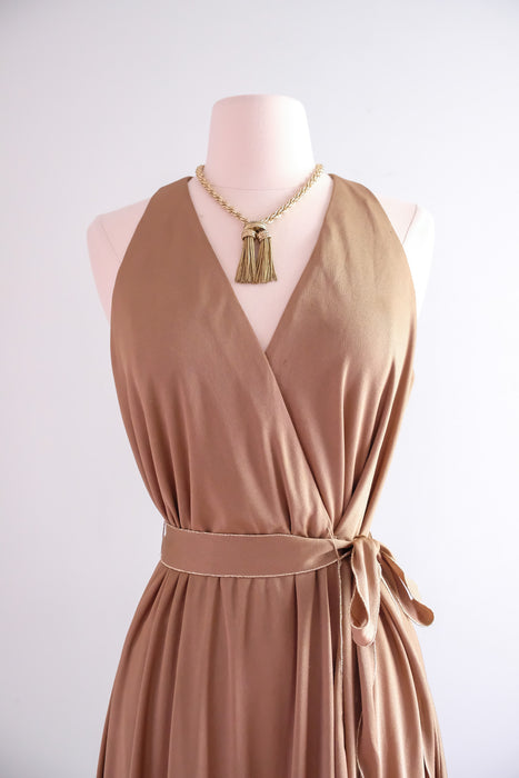 DIVINE 1970's Golden Goddess Wrap Gown / Sz ML – Xtabay Vintage