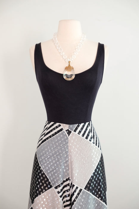 Vintage 1970's DISCO QUEEN Silver Lurex Plaid Palazzo Pants with Matching Jacket / M