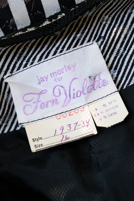 Vintage 1970's DISCO QUEEN Silver Lurex Plaid Palazzo Pants with Matching Jacket / M