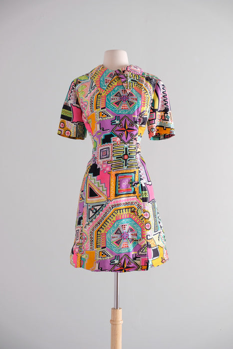 Vintage 1960's Electric Mosaic Mod Shift Dress by Sara Fredericks / M