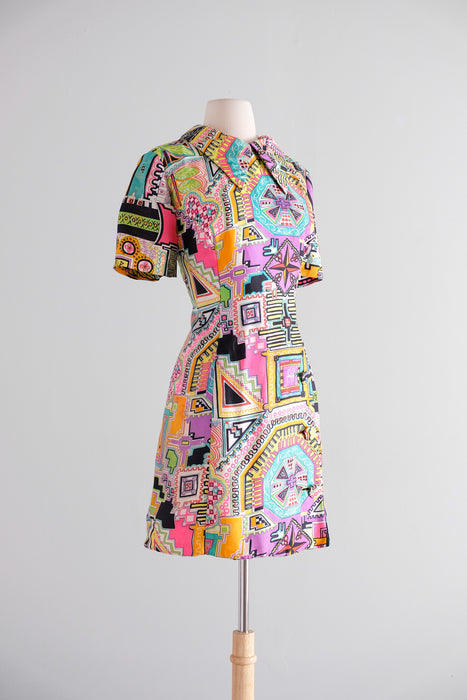 Vintage 1960's Electric Mosaic Mod Shift Dress by Sara Fredericks / M