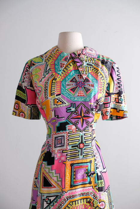 Vintage 1960's Electric Mosaic Mod Shift Dress by Sara Fredericks / M