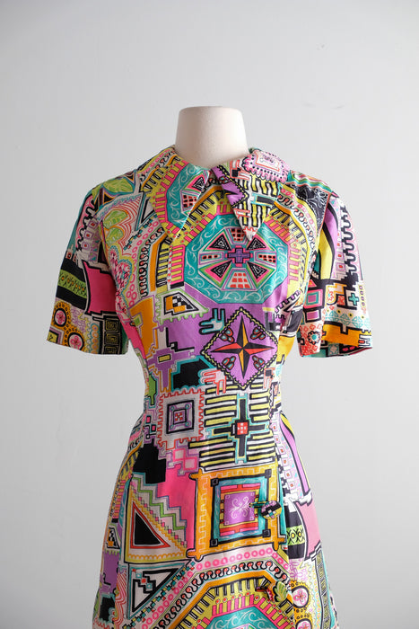 Vintage 1960's Electric Mosaic Mod Shift Dress by Sara Fredericks / M
