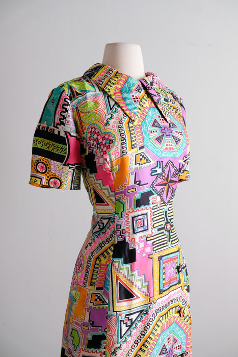 Vintage 1960's Electric Mosaic Mod Shift Dress by Sara Fredericks / M