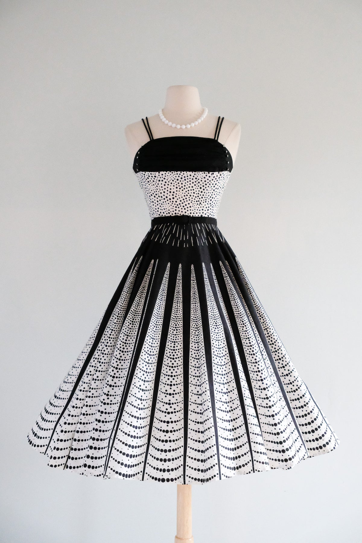 Iconic Vintage 1950's Black & White Cotton Radiant Polka Dot Dress / X – Xtabay Vintage