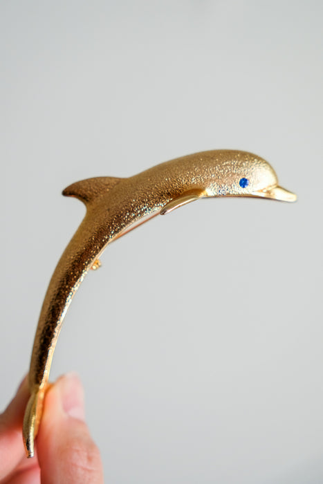 Avant Garde Gold Dolphin Shoulder Brooch