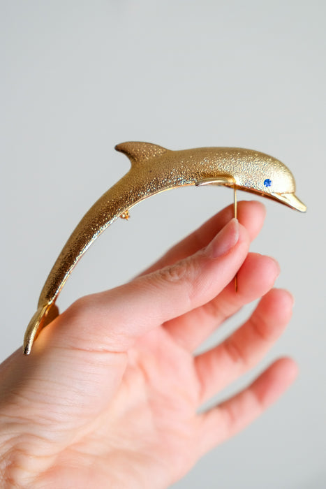 Avant Garde Gold Dolphin Shoulder Brooch