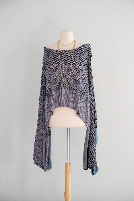 Vintage 2000's Space Dyed Wave Knit Poncho By Missoni / M