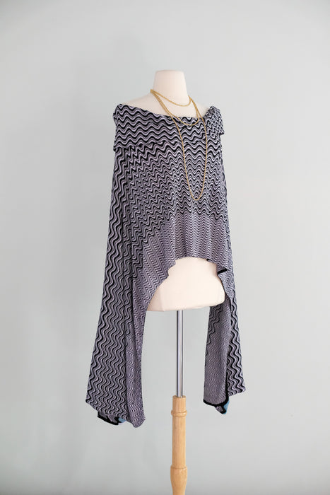 Vintage 2000's Space Dyed Wave Knit Poncho By Missoni / M