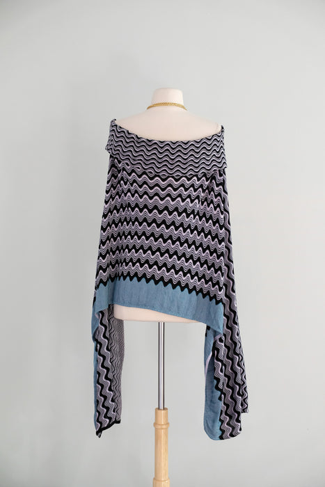 Vintage 2000's Space Dyed Wave Knit Poncho By Missoni / M