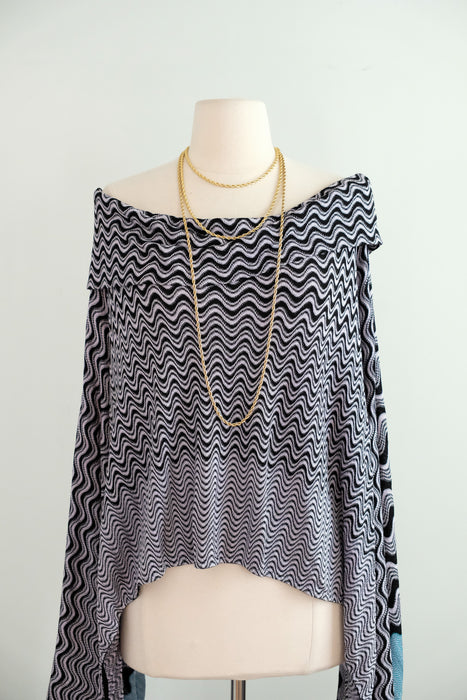 Vintage 2000's Space Dyed Wave Knit Poncho By Missoni / M